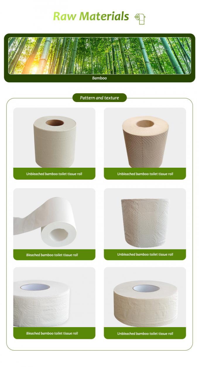 White Bleached Bamboo Tissue Paper , Odorless Environmentally Friendly Toilet Paper 1