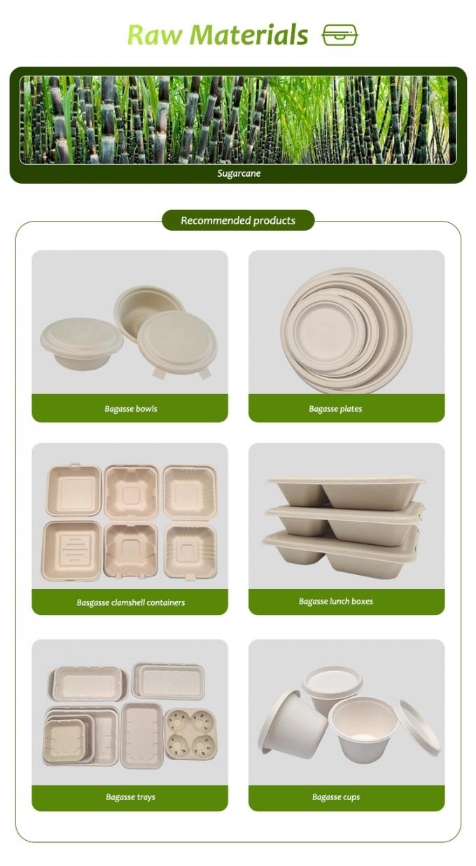 Eco Friendly Food Biodegradable Bagasse Tableware Sugarcane Containers For Camping 2