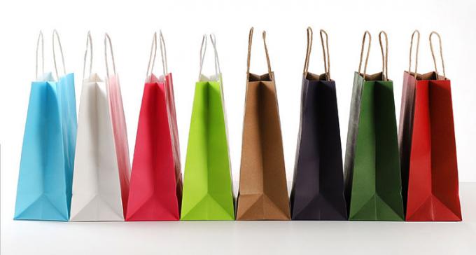 Compostable Reusable Kraft Paper Packaging Bags With Handles 0