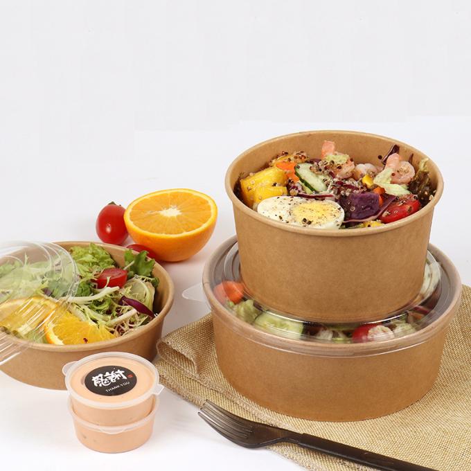 Disposable Oilproof Kraft Paper Packaging Salad Bowls With Lid 0