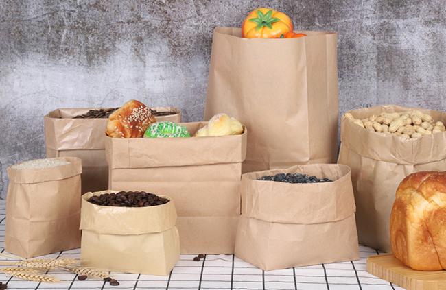 Brown Lunch Kraft Paper Packaging Bags Biodegradable For Restaurants 0