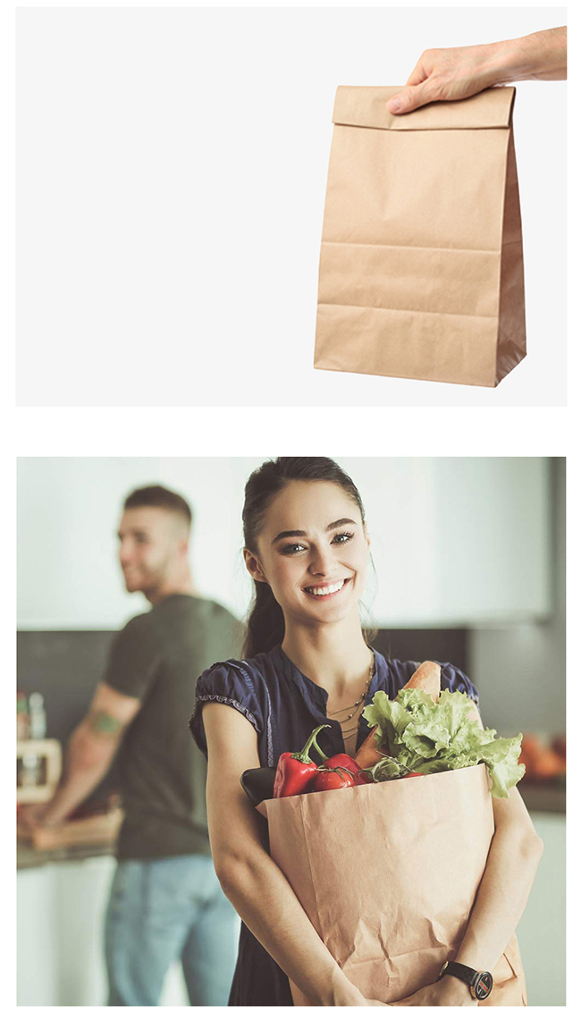 Brown Lunch Kraft Paper Packaging Bags Biodegradable For Restaurants 1