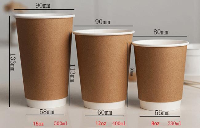 Insulated Double Wall Kraft Paper Packaging Cups 8oz 12oz 16oz 0