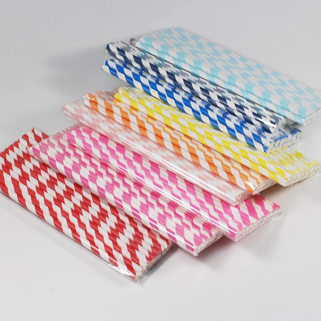 Rainbow Striped Kraft Paper Packaging Straws Length 197mm Eco Friendly 1