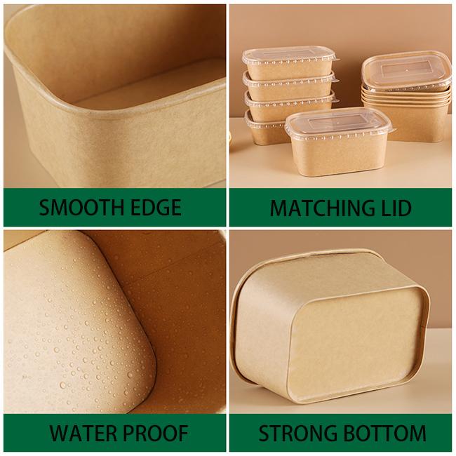 Leakproof Kraft Paper Packaging Lunch Box Grease Resistant Nontoxic 0