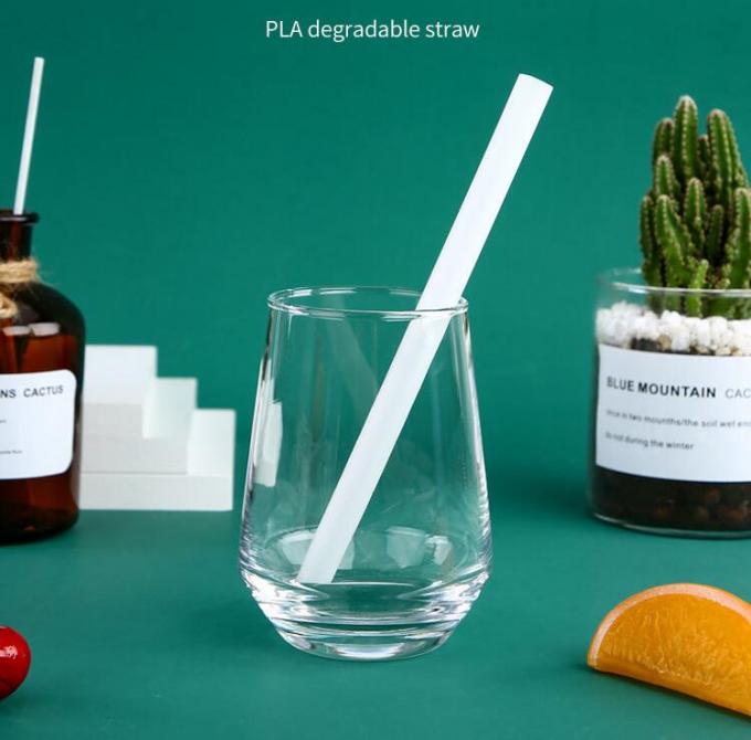 FSC Odorless Plant Based Plastic Straws , White Biodegradable PLA Straws 0