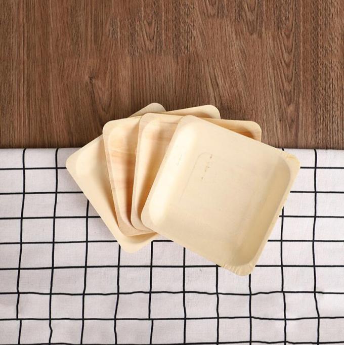 Square Wooden Biodegradable Disposable Tableware Compostable For Wedding 0