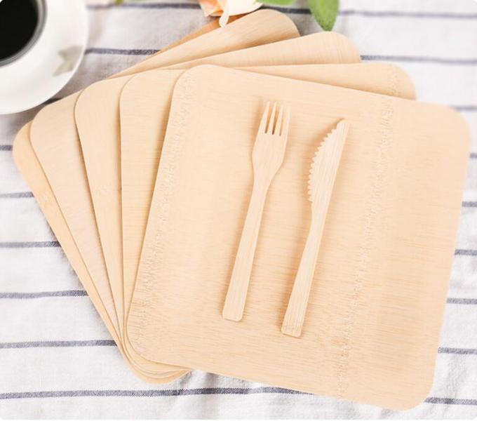 Indoor Bamboo Biodegradable Disposable Tableware Plates Practical Eco Friendly 0