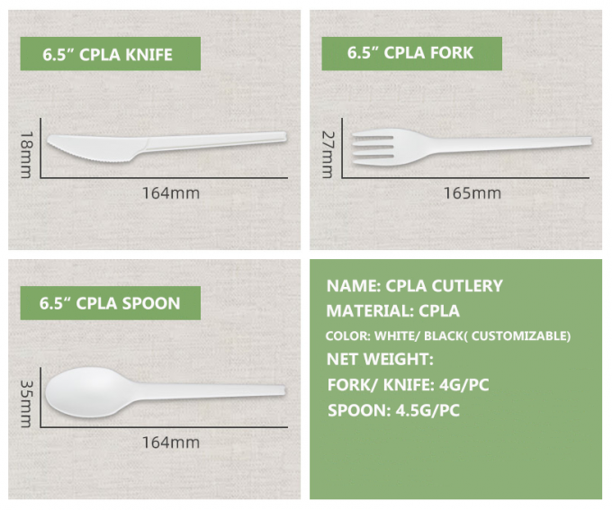 6.5" Cpla Silverware Biodegradable Disposable Utensils For Parties 0